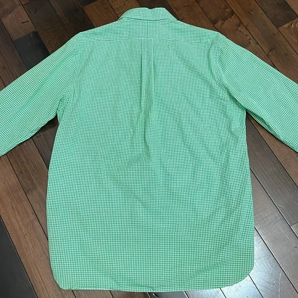 Ralph Lauren Mens L Green White Checked Button Down Long Sleeved Poplin Casual - Picture 8 of 11